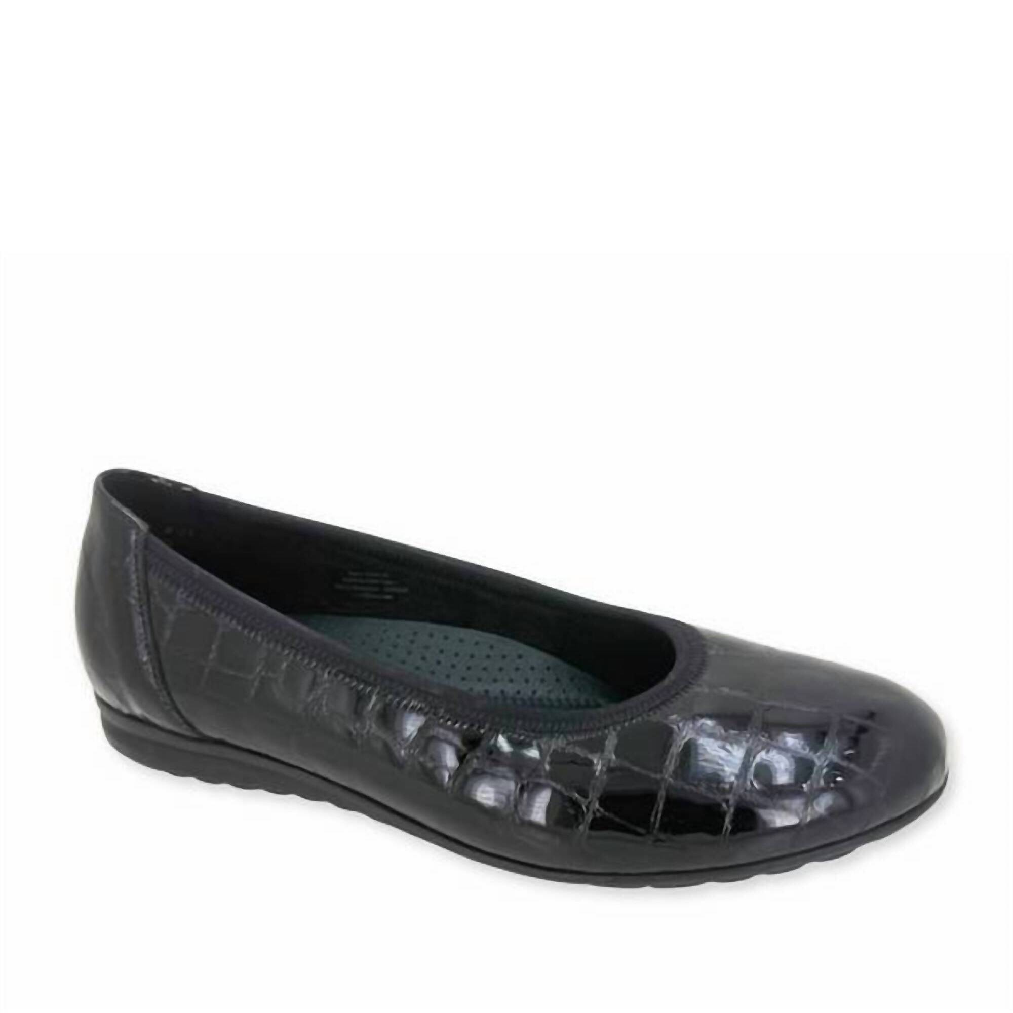 New Gabor Women's Croc Ballet Flat In Black